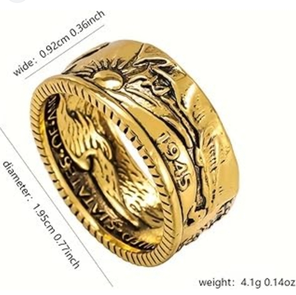 New 1945 Half Dollar Gold Coin Ring. - Picture 2 of 12